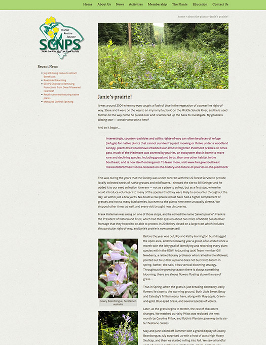 August 2021 newsletter of the Upstate Chapter of the South Carolina Native Plant Society